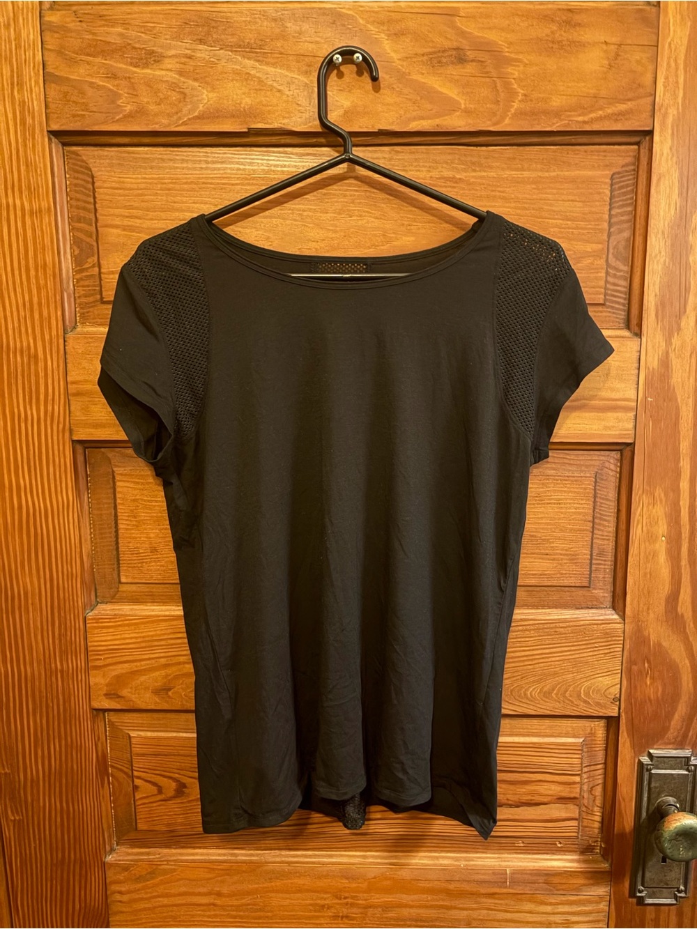 Athleta Black Short Sleeve Tee with Mesh Shoulders